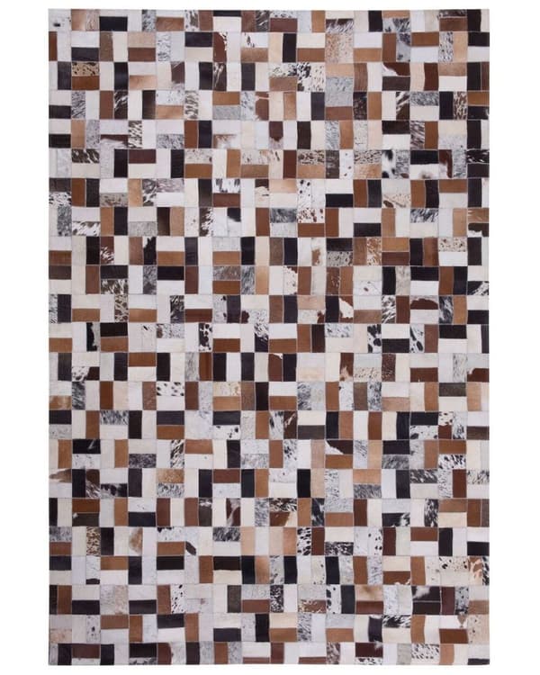 Tilkkutäkkinahkamatto 160 x 230 cm ruskeanbeige CESME Lumarko!