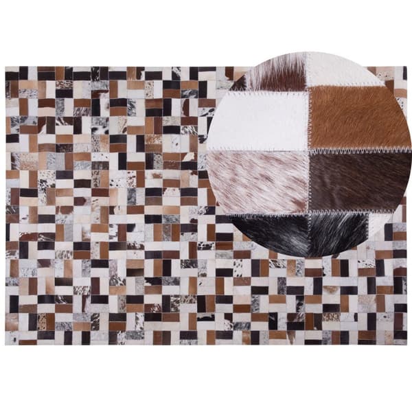 Tilkkutäkkinahkamatto 160 x 230 cm ruskeanbeige CESME Lumarko!
