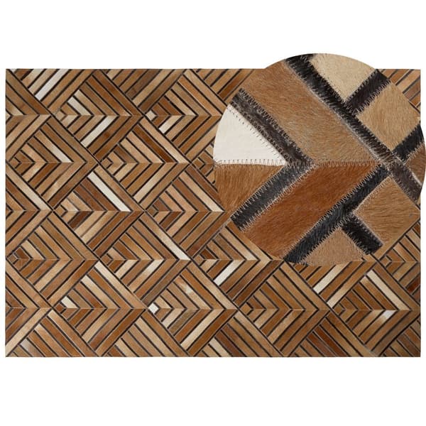 Patchwork-nahkamatto 160 x 230 cm ruskea TEKIR Lumarko!