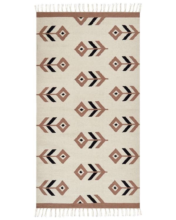 Bomulls kelimmatta 80 x 150 cm beige och svart NIAVAN Lumarko!