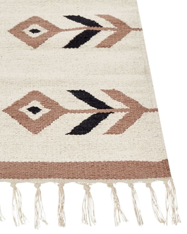 Bomulls kelimmatta 80 x 150 cm beige och svart NIAVAN Lumarko!