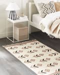 Miniatyrbild 2 av 7: Bomulls kelimmatta 80 x 150 cm beige och svart NIAVAN Lumarko!