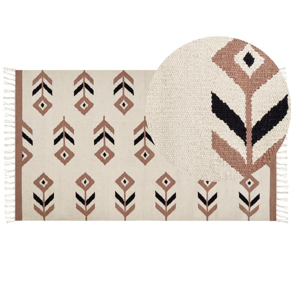 Bomulls kelimmatta 80 x 150 cm beige och svart NIAVAN Lumarko!