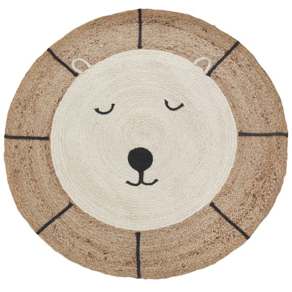 Børnetæppe i jute, rundt, bjørneagtigt, 120 cm, beige, KOVU, Lumarko!