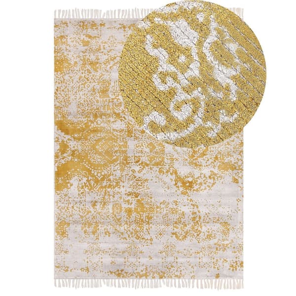Viskosetæppe 140 x 200 cm gul-beige BOYALI Lumarko!