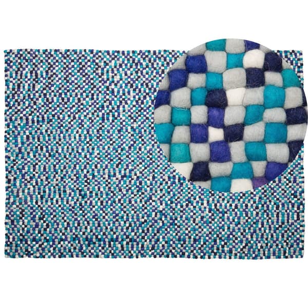 Filtbollsmatta 160 x 230 cm flerfärgad blå AMDO Lumarko!