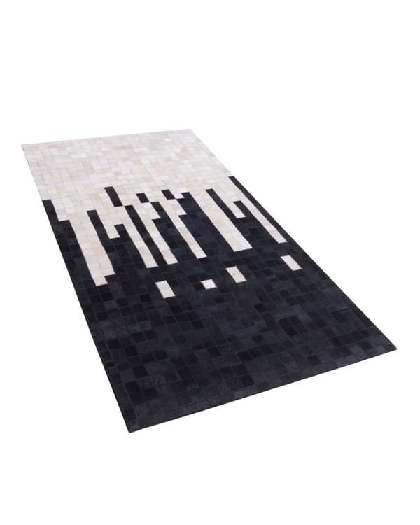 Lædertæppe 80 x 150 cm sort og hvid BOLU Lumarko!