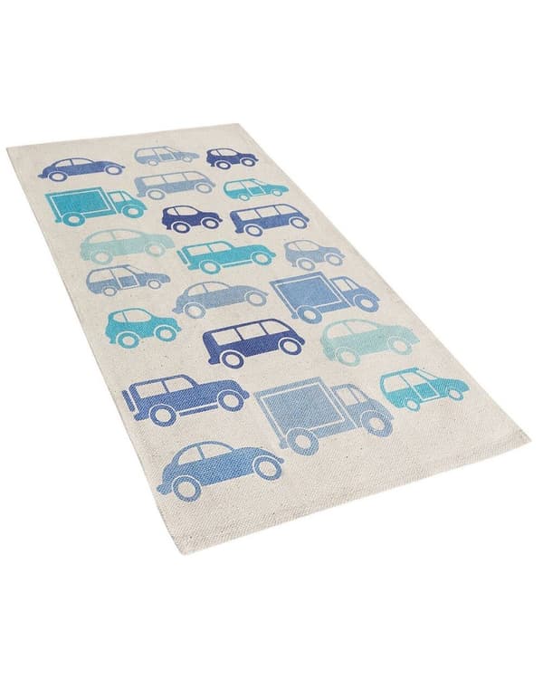 Lasten puuvillamatto autoilla 60 x 90 cm sininen MADURAJ Lumarko!