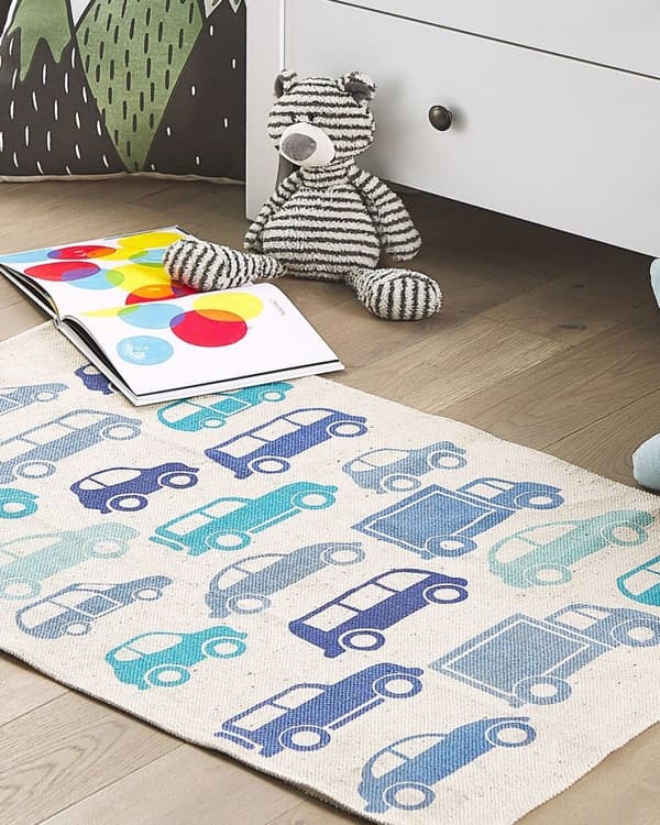 Lasten puuvillamatto autoilla 60 x 90 cm sininen MADURAJ Lumarko!