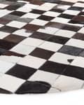 Miniatyrbillede 4 af 6: Rundt patchworktæppe læder 140 cm sort og hvid BERGAMA Lumarko!
