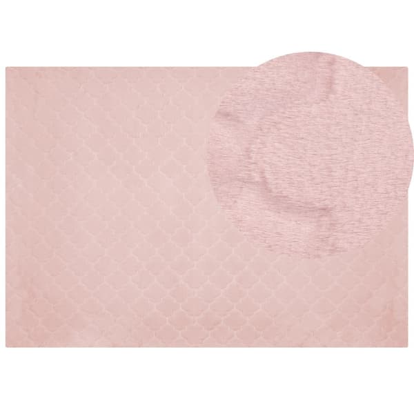 Kaninmatta i fuskpäls 160 x 230 cm rosa GHARO Lumarko!