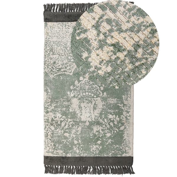 Viskoosimatto 80 x 150 cm vihreä/beige AKARSU Lumarko!