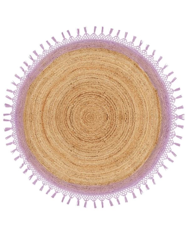 Pyöreä juuttimatto 140 cm beige/violetti MARTS Lumarko!
