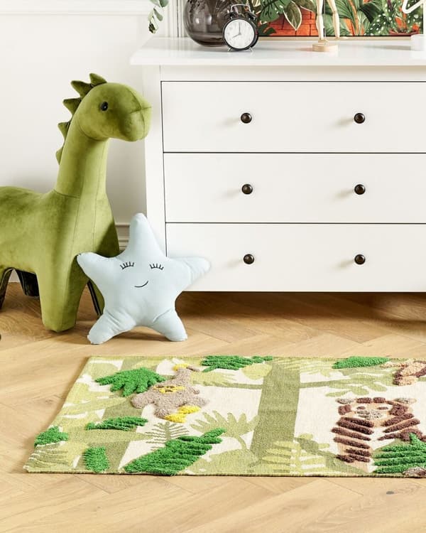 Børnetæppe i bomuld med junglemotiv 80 x 150 cm flerfarvet JANHTO Lumarko!