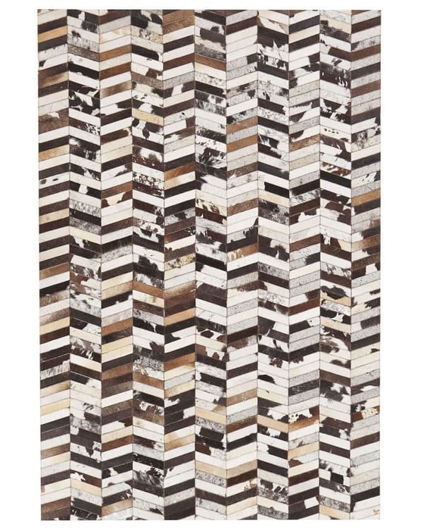 Lædertæppe i patchwork-stil 160 x 230 cm brun og hvid AKYELE Lumarko!