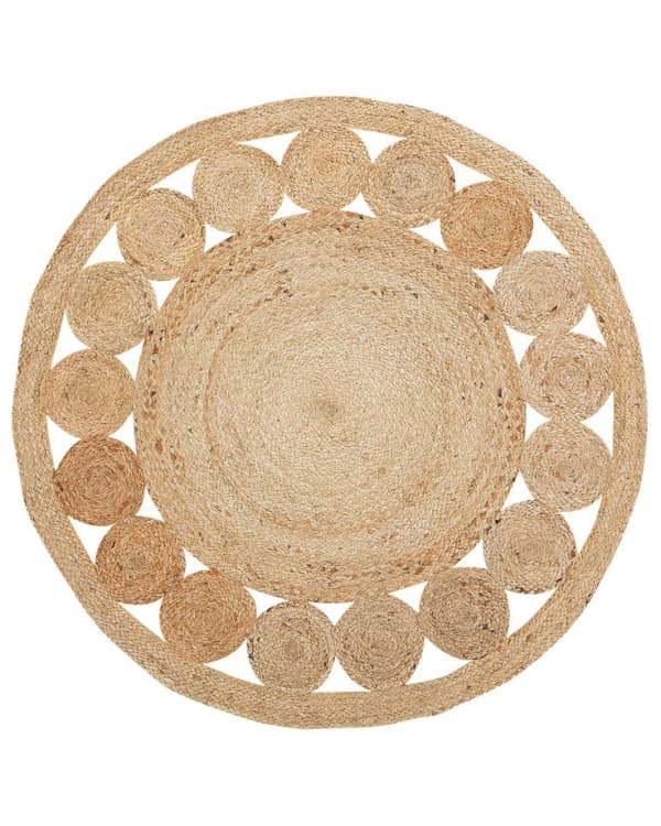 Rundt jute tæppe ø 120 cm beige AHLAT Lumarko!
