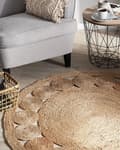 Miniatyrbillede 2 af 8: Rundt jute tæppe ø 120 cm beige AHLAT Lumarko!