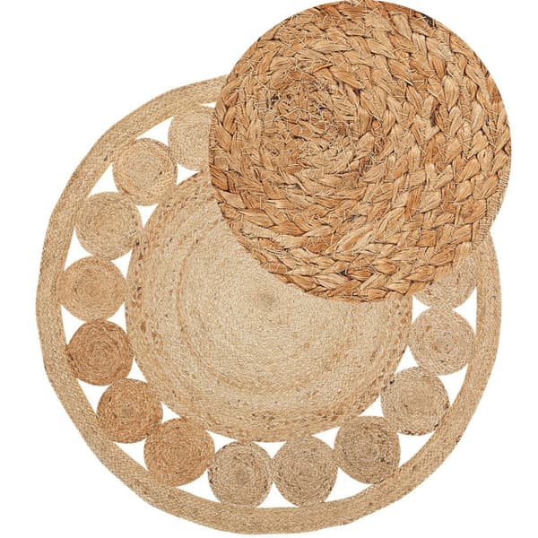 Rundt jute tæppe ø 120 cm beige AHLAT Lumarko!