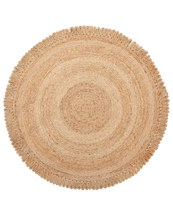 Rundt jutetæppe 140 cm beige ERENCE Lumarko!