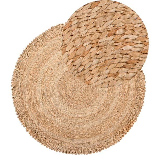 Rundt jutetæppe 140 cm beige ERENCE Lumarko!