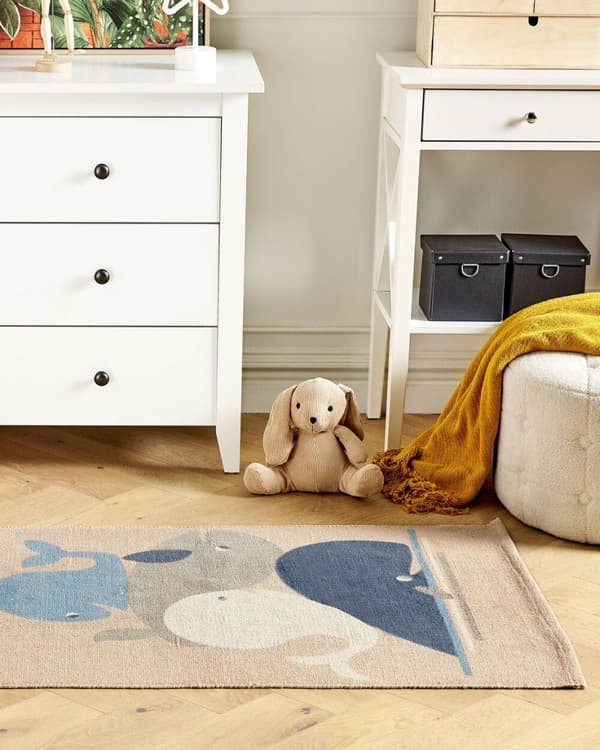 Børnetæppe i bomuld med hvalmotiv 80 x 150 cm beige SEAI Lumarko!
