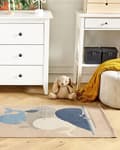 Miniatyrbillede 2 af 6: Børnetæppe i bomuld med hvalmotiv 80 x 150 cm beige SEAI Lumarko!