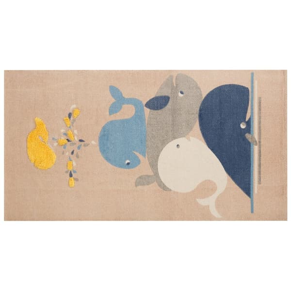 Børnetæppe i bomuld med hvalmotiv 80 x 150 cm beige SEAI Lumarko!