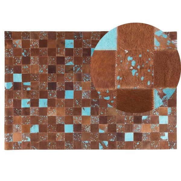 Patchwork lædertæppe 140 x 200 cm brun ALIAGA Lumarko!