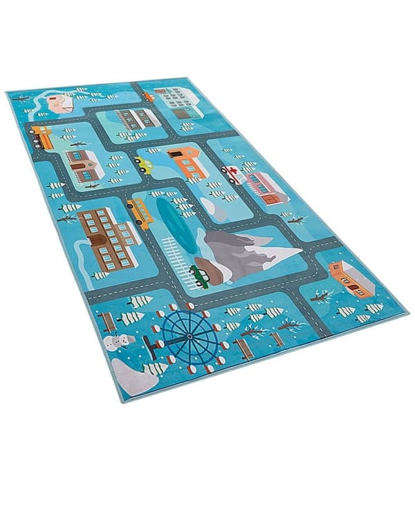 Børnetæppe med byprint 80 x 150 cm KIGI Lumarko!