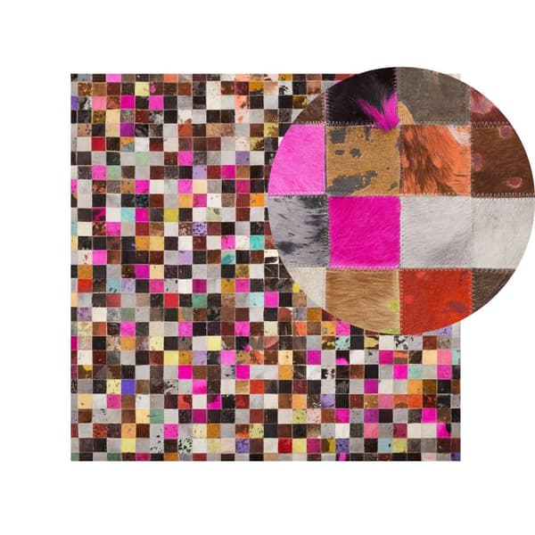 Patchwork-lädermatta 200 x 200 cm flerfärgad ENNE Lumarko!