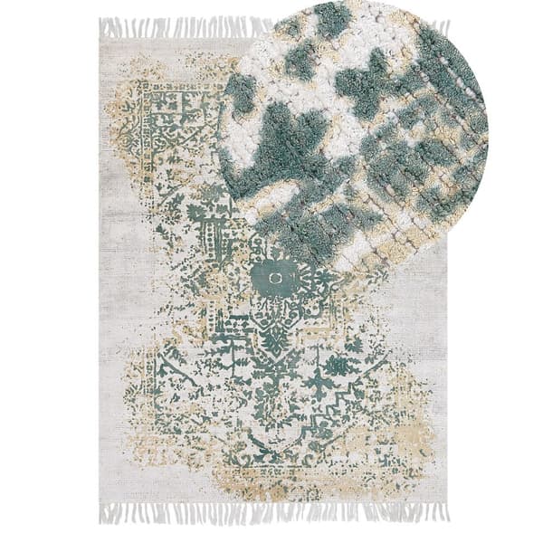 Viskosmatta 140 x 200 cm beige-grön BOYALI Lumarko!