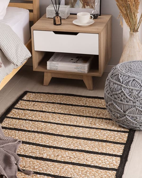 Jute tæppe 80 x 150 cm beige og sort KARADONA Lumarko!