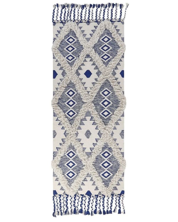 Bomuldstæppe 80 x 200 cm beige-blå MANAVGAT Lumarko!