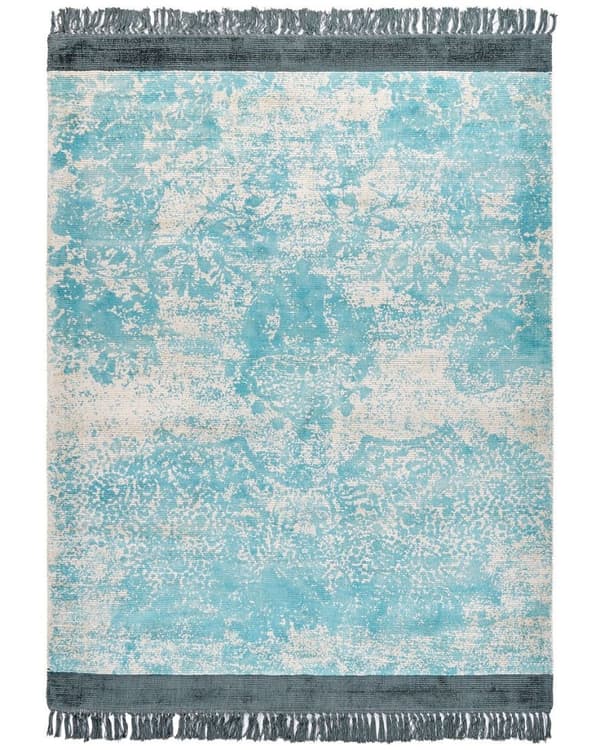Viskosmatta 160 x 230 cm blå med beige AKARSU Lumarko!
