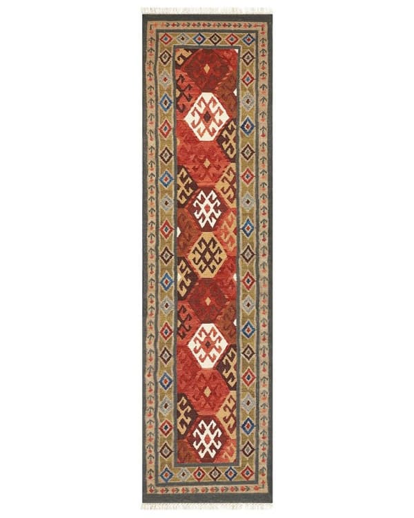 Uld kelim tæppe 80 x 300 cm flerfarvet URTSADZOR Lumarko!