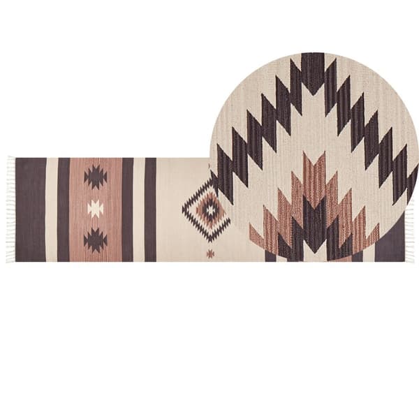 Puuvillainen kilim-matto 80 x 300 cm beige-ruskea ARAGATS Lumarko!
