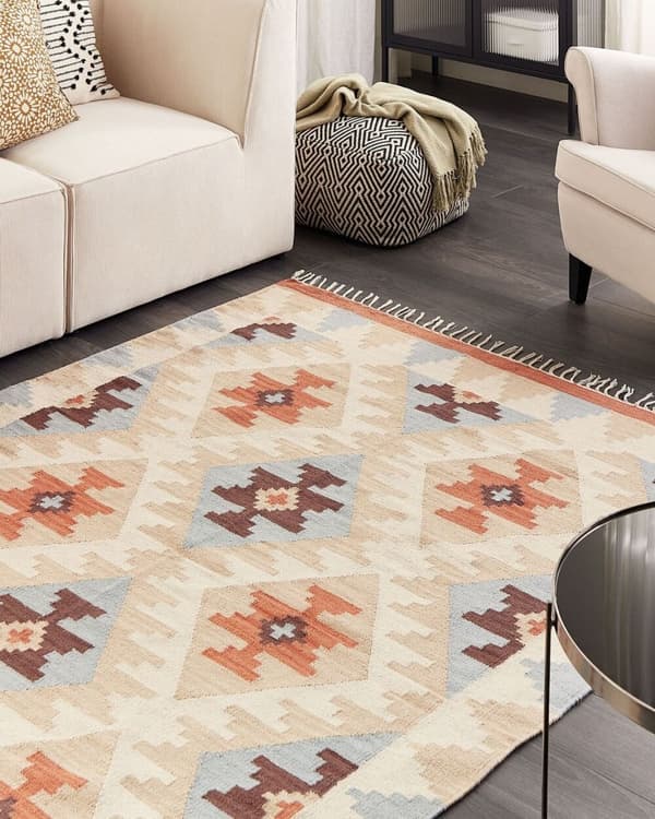 Puuvillainen kilim matto 160 x 230 cm monivärinen DILIJAN Lumarko!