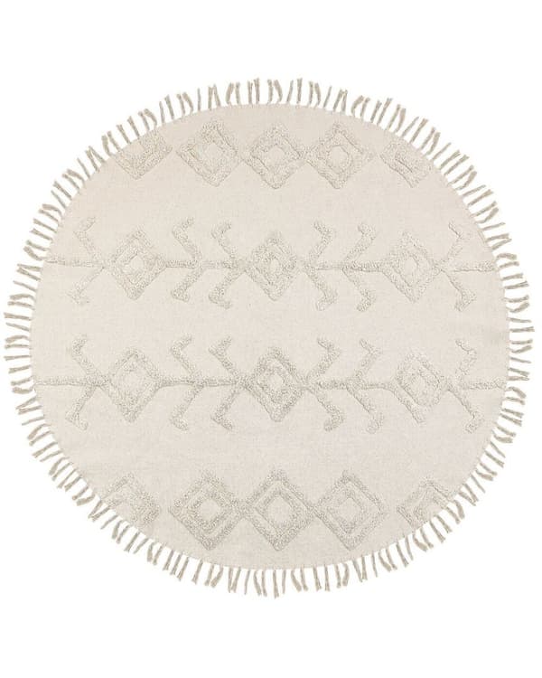 Rundt bomuldstæppe ø 140 cm beige HARRAN Lumarko!