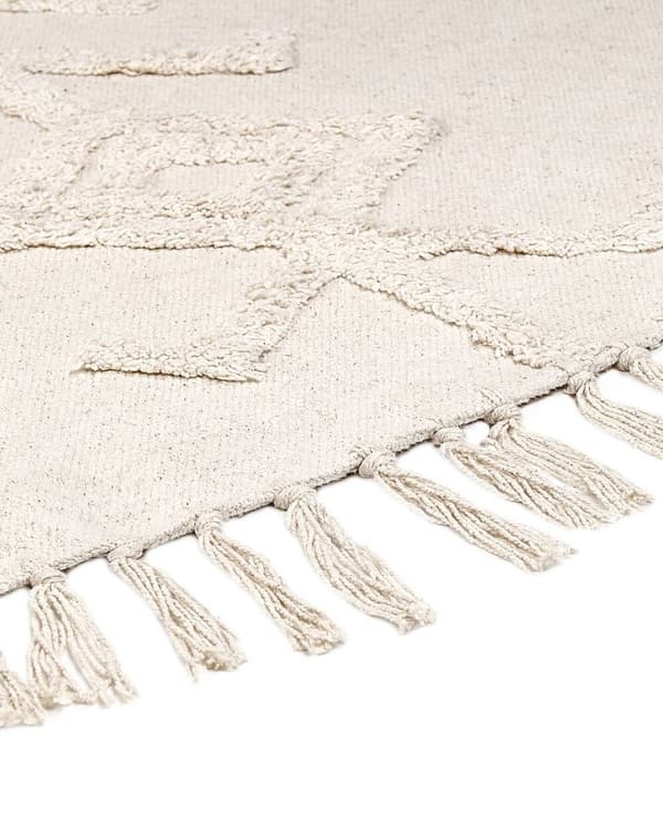 Rundt bomuldstæppe ø 140 cm beige HARRAN Lumarko!