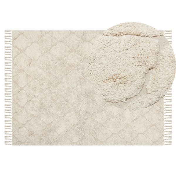 Bomullsmatta 140 x 200 cm beige SILCHAR Lumarko!