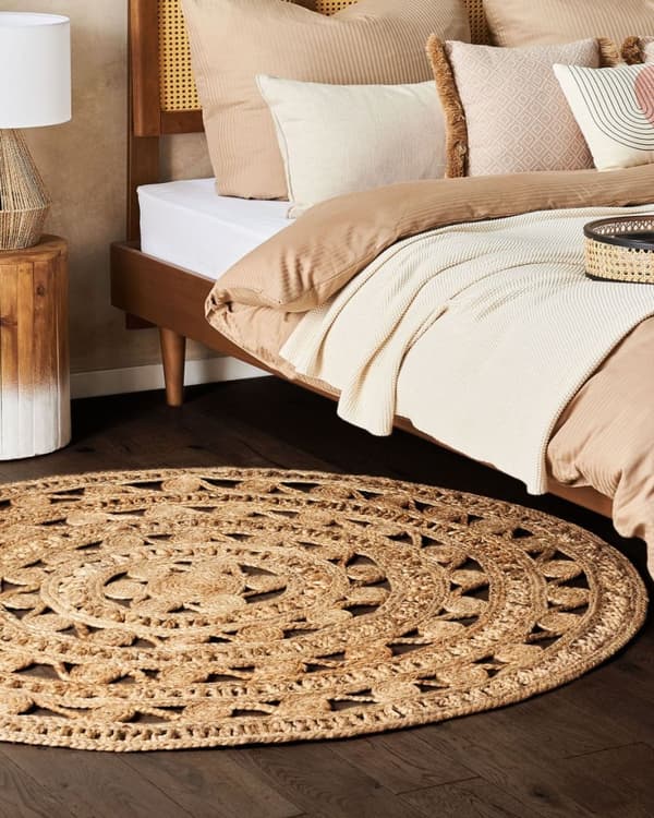 Pyöreä juuttimatto 140 cm beige KERER Lumarko!