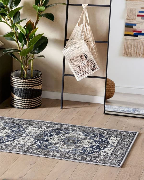 Tæppe 60 x 200 cm grå med blå KOTTAR Lumarko!