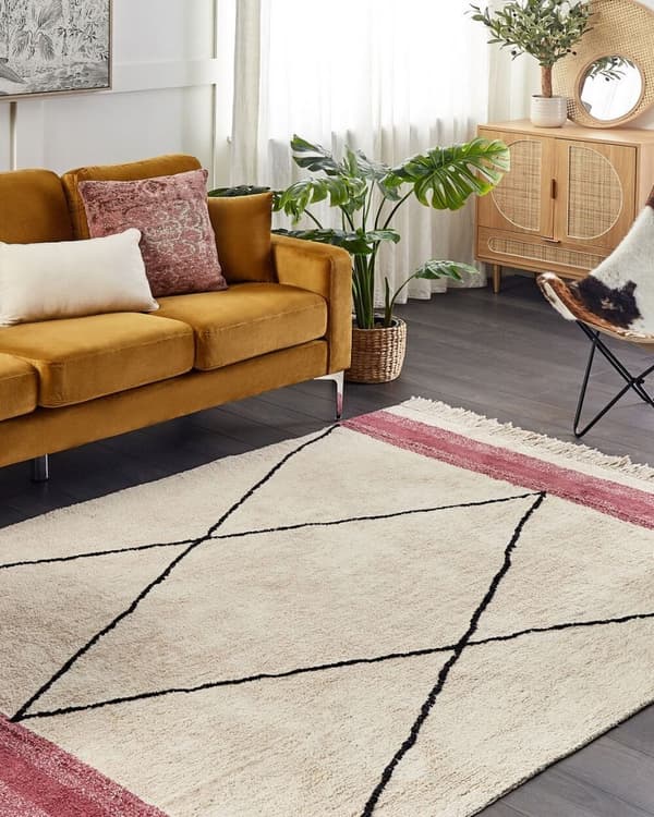 Puuvillamatto 140 x 200 cm beige-pinkki AFSAR Lumarko!