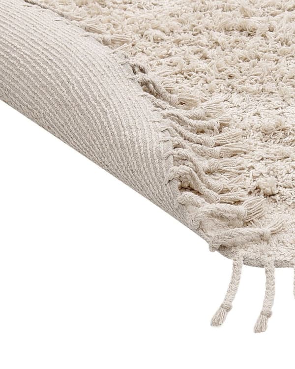 Pyöreä puuvillainen nukkamatto 140 cm beige BITLIS Lumarko!
