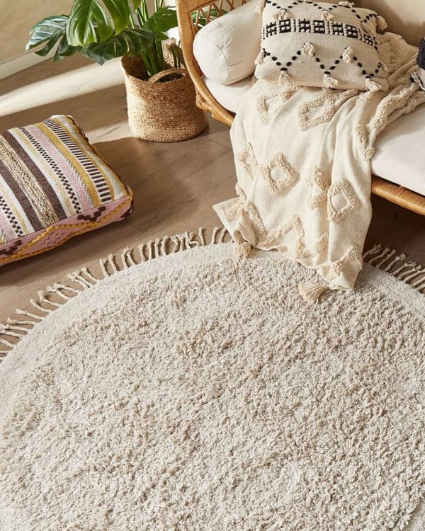 Pyöreä puuvillainen nukkamatto 140 cm beige BITLIS Lumarko!