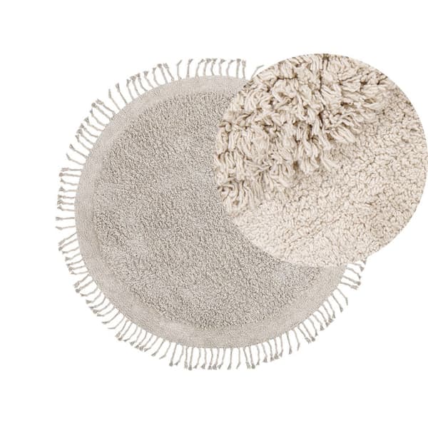 Pyöreä puuvillainen nukkamatto 140 cm beige BITLIS Lumarko!