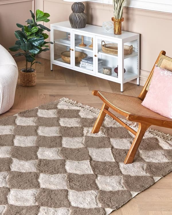 Bomuldstæppe 160 x 230 cm brun med beige SINOP Lumarko!