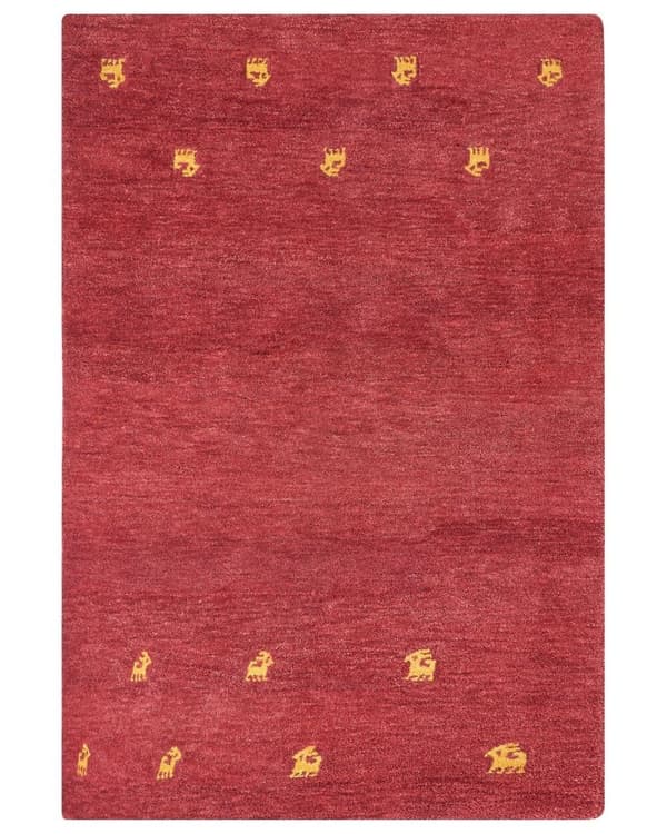Uld gabbeh tæppe 200 x 300 cm rød YARALI Lumarko!