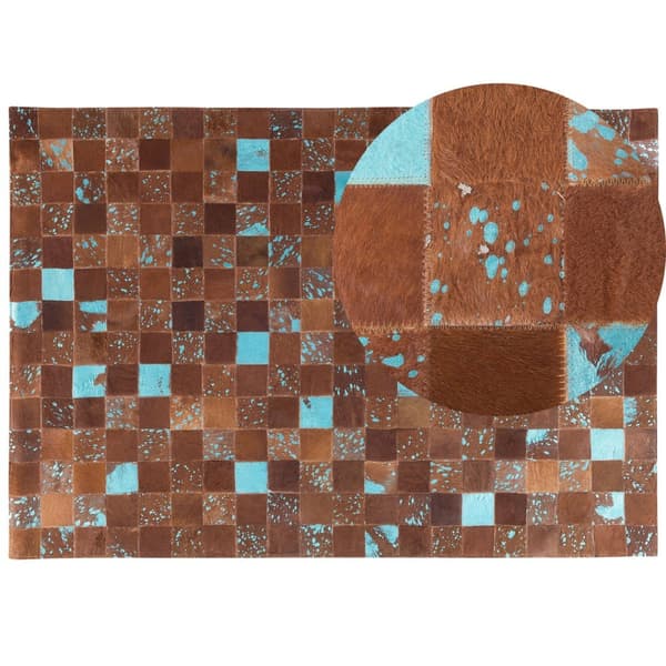 Patchwork lædertæppe 160 x 230 cm brun ALIAGA Lumarko!