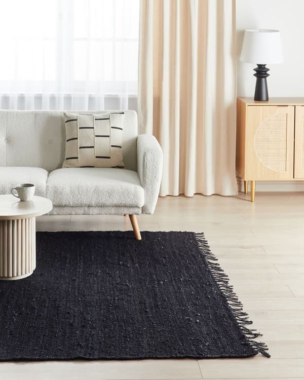 Jute tæppe 200 x 300 cm sort SINANKOY Lumarko!
